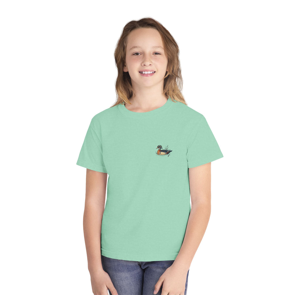 Youth Tee — Vintage Wood Duck Graphic (Crown Grace Boutique)