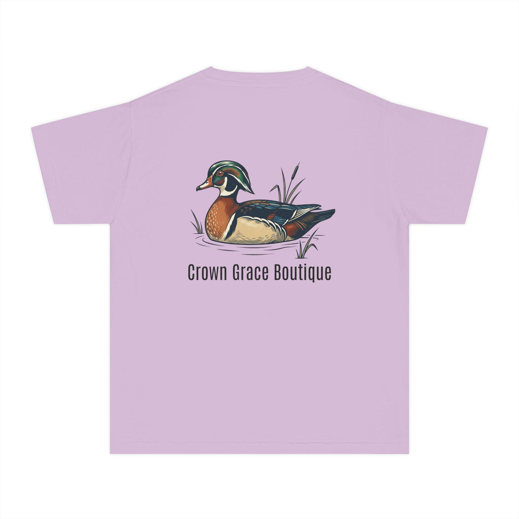 Youth Tee — Vintage Wood Duck Graphic (Crown Grace Boutique)