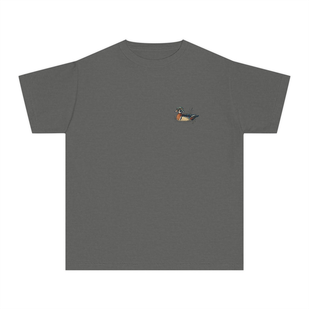 Youth Tee — Vintage Wood Duck Graphic (Crown Grace Boutique)
