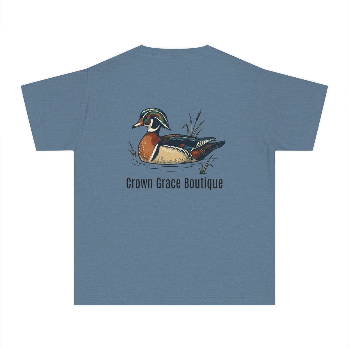 Youth Tee — Vintage Wood Duck Graphic (Crown Grace Boutique)