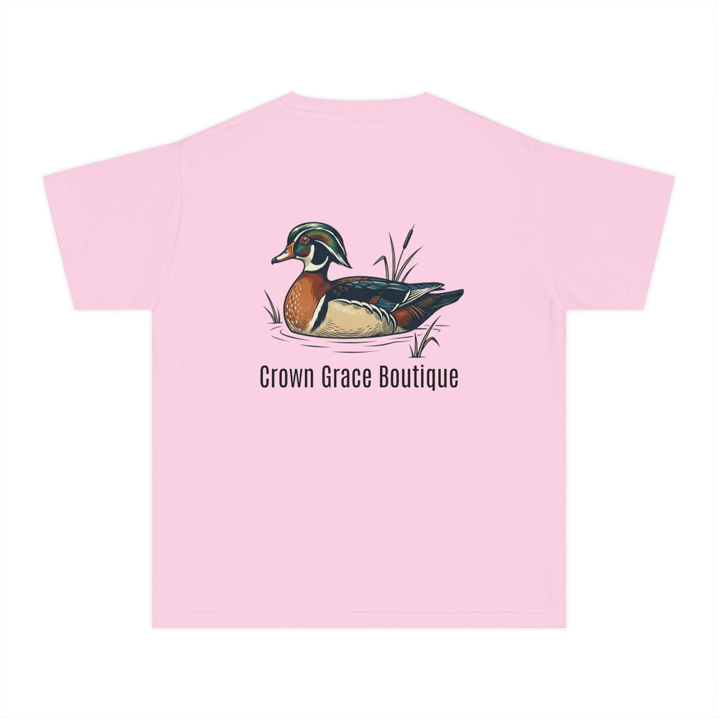 Youth Tee — Vintage Wood Duck Graphic (Crown Grace Boutique)
