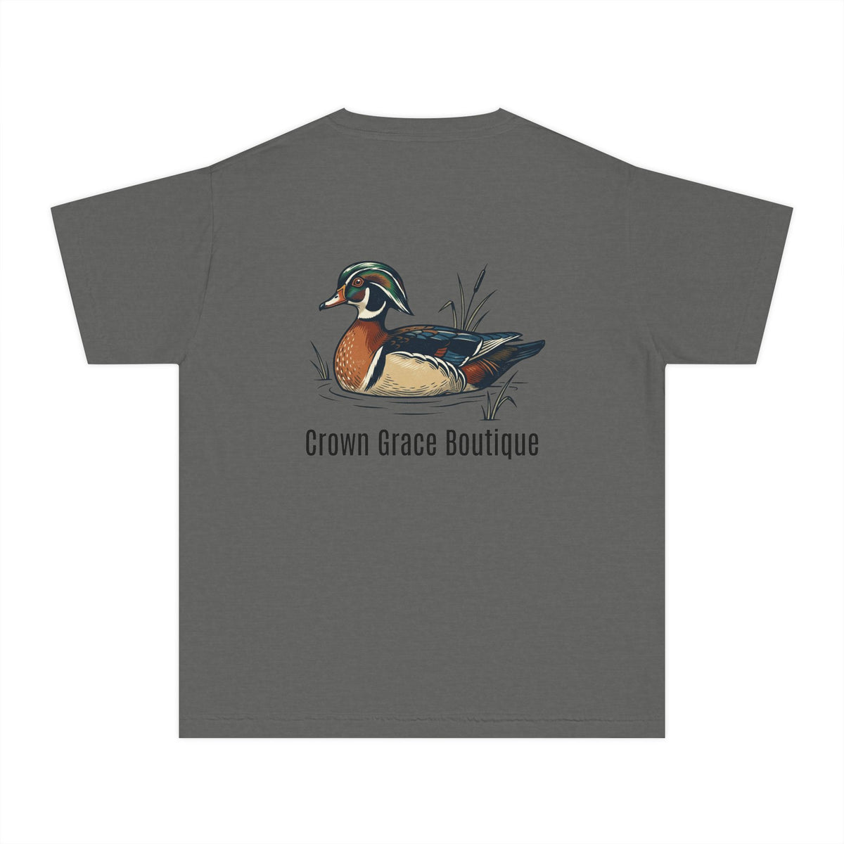 Youth Tee — Vintage Wood Duck Graphic (Crown Grace Boutique)