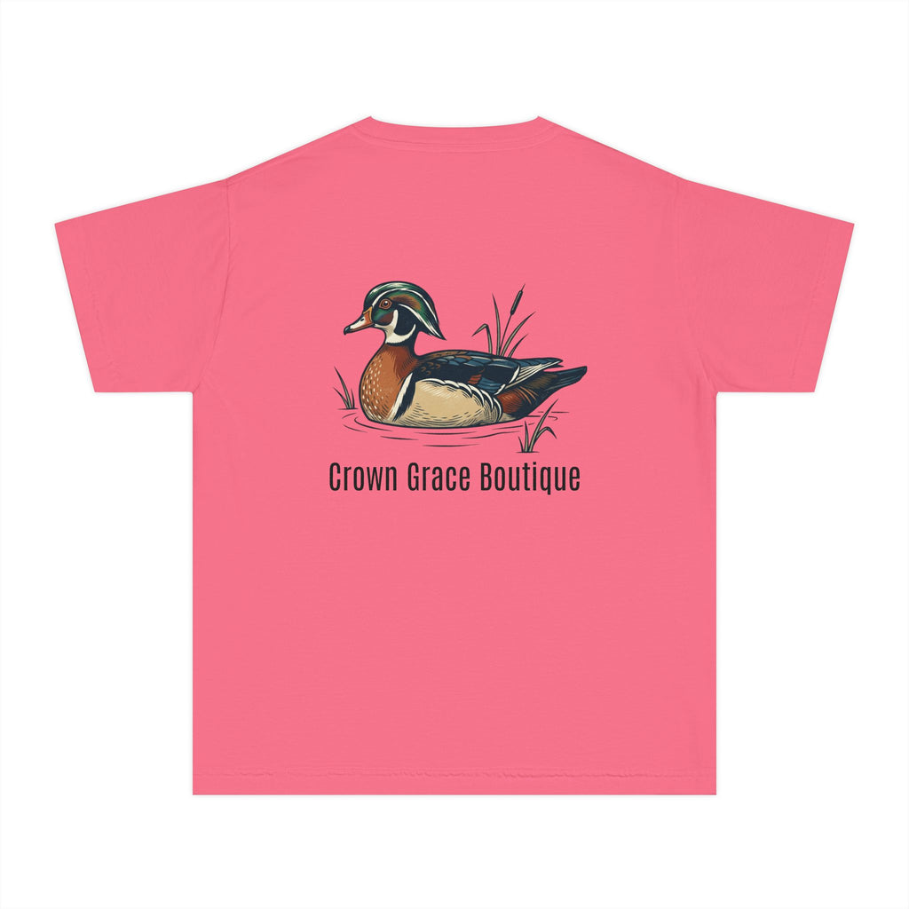 Youth Tee — Vintage Wood Duck Graphic (Crown Grace Boutique)