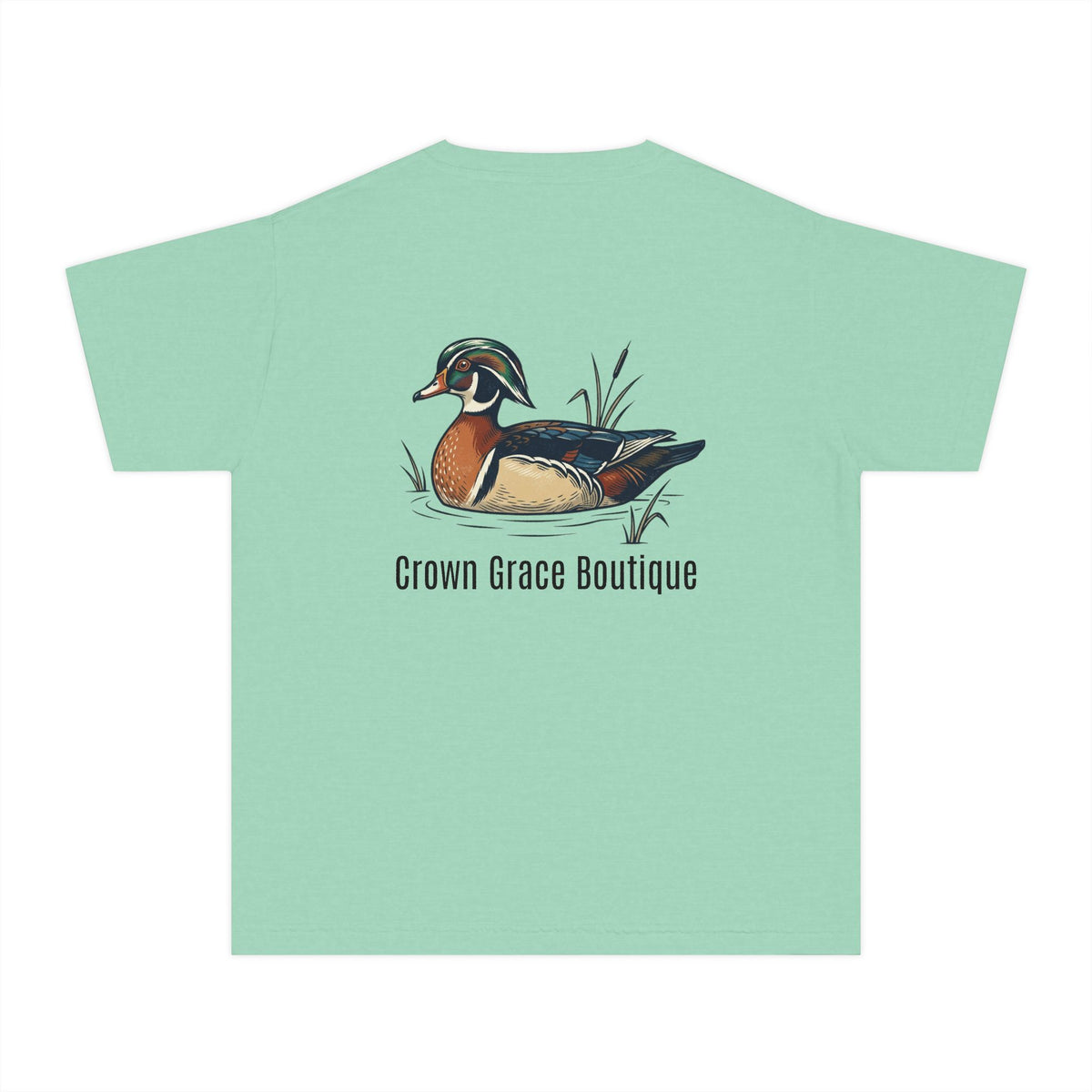 Youth Tee — Vintage Wood Duck Graphic (Crown Grace Boutique)