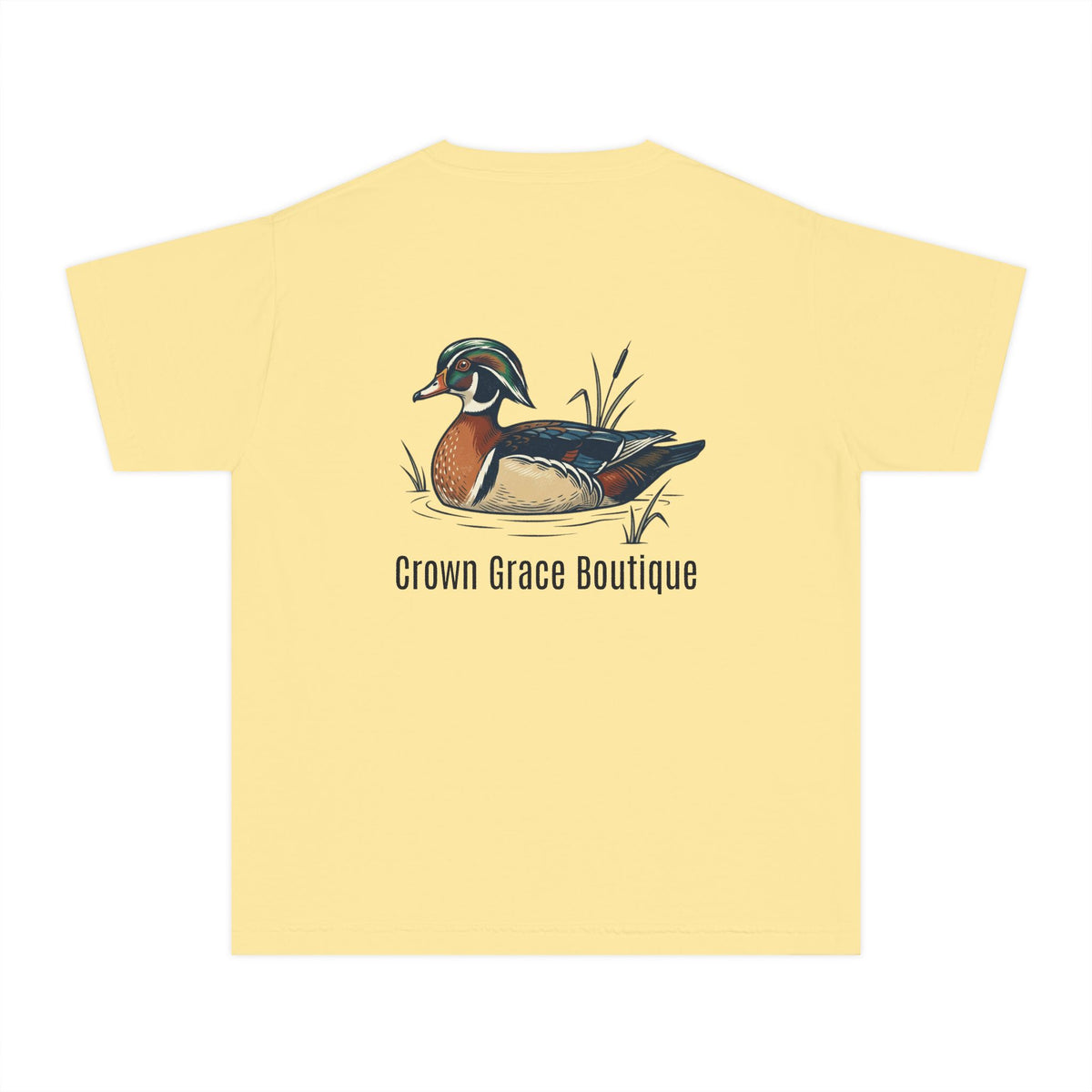 Youth Tee — Vintage Wood Duck Graphic (Crown Grace Boutique)