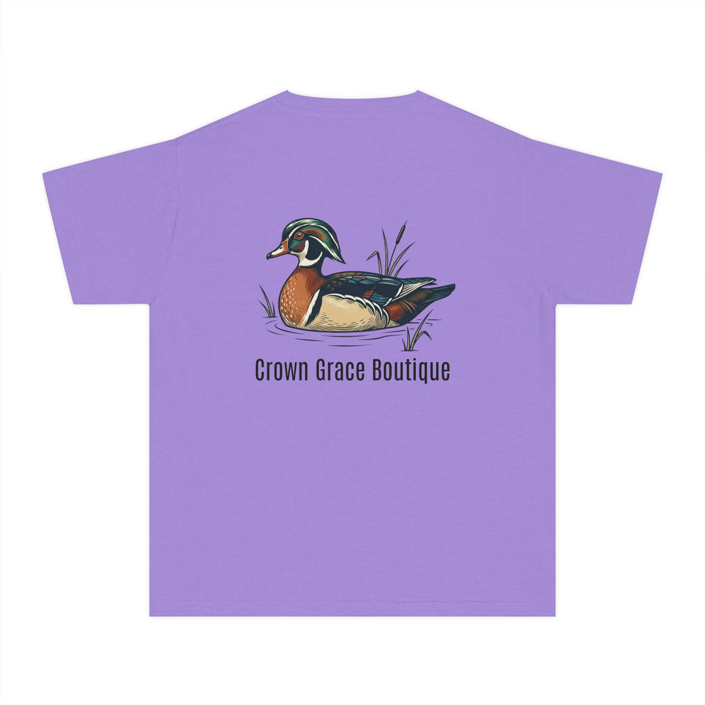 Youth Tee — Vintage Wood Duck Graphic (Crown Grace Boutique)