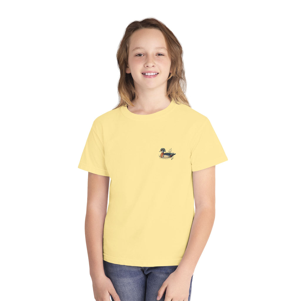 Youth Tee — Vintage Wood Duck Graphic (Crown Grace Boutique)