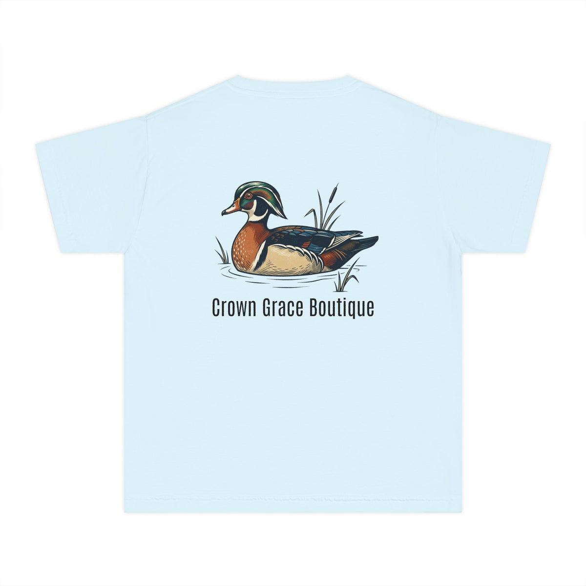 Youth Tee — Vintage Wood Duck Graphic (Crown Grace Boutique)